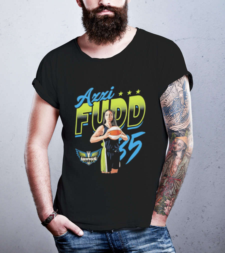 Azzi Fudd 35 Dallas Wings WNBA Player Pose With Stars And Wings T-Shirt
