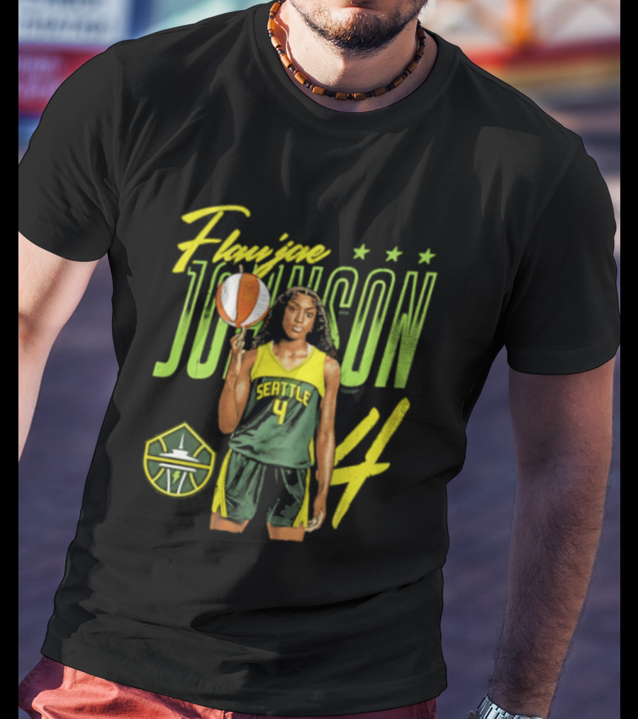 Flau'jae Johnson 4 Seattle Storm Basketball Star Pose T-Shirt