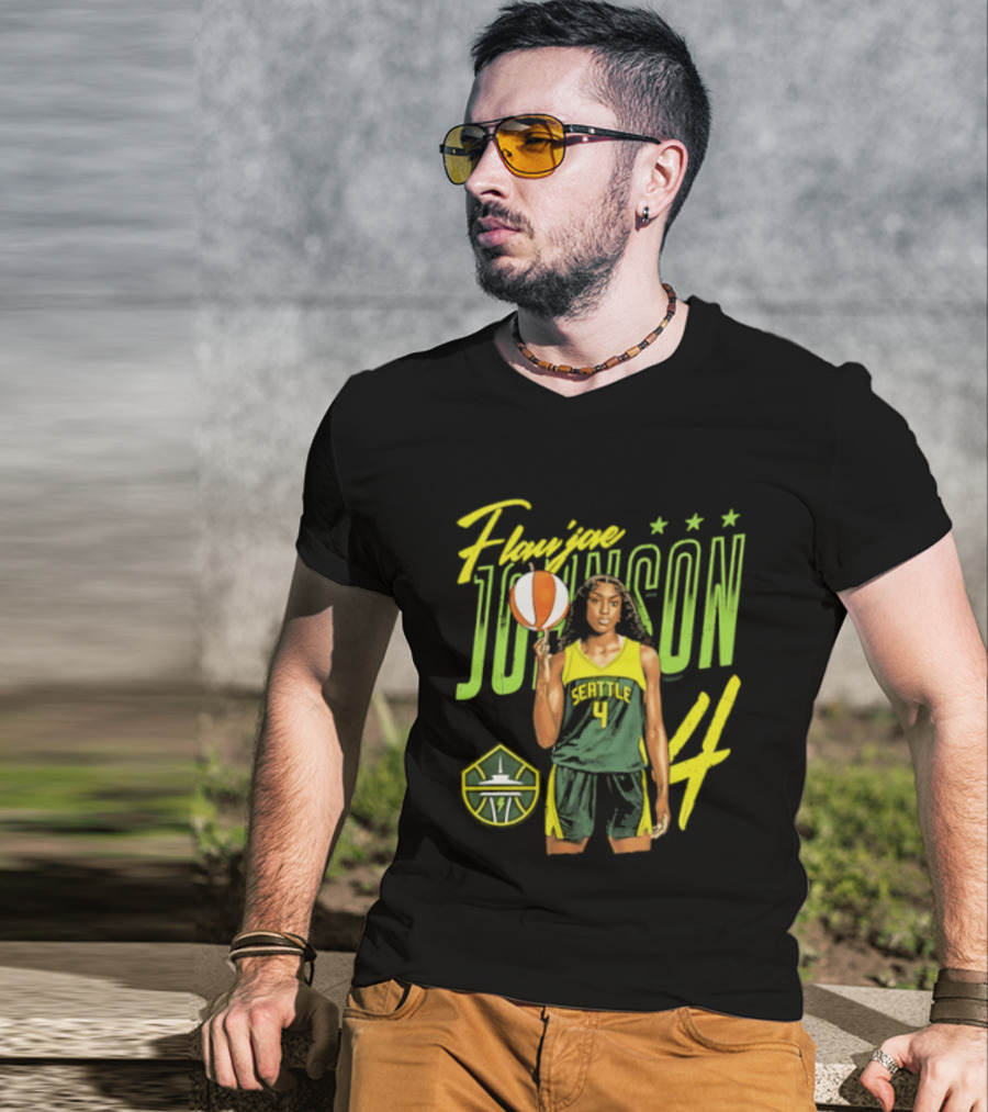 Flau'jae Johnson 4 Seattle Storm Basketball Star Pose T-Shirt