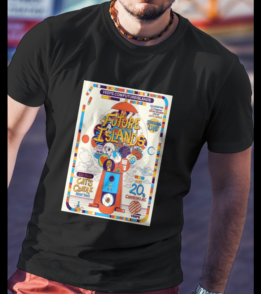 Future Islands Live At Cat's Cradle Carrboro NC May 20 Celebrating 20 Years Streaming Veeps T-Shirt