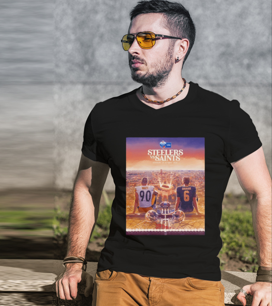 Steelers Vs Saints Paris Game Dimanche 25 Octobre 2026 Watt Shough T-Shirt