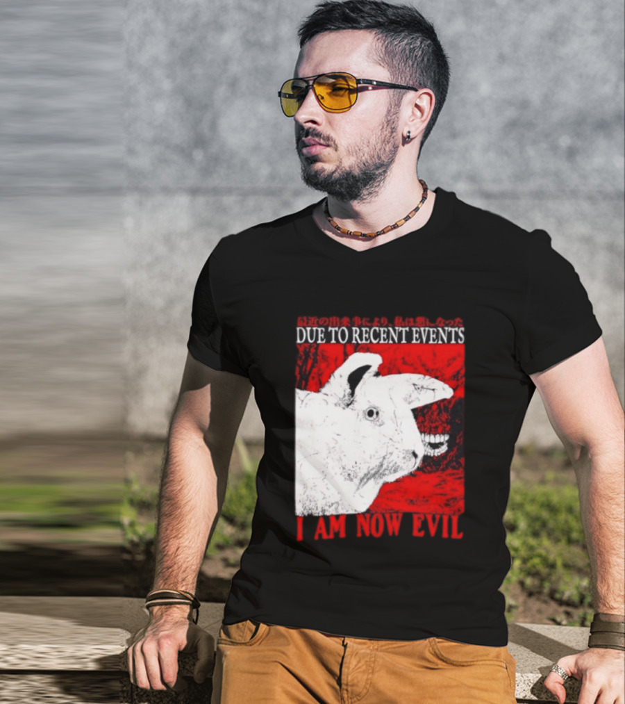 Rabbit Due To Recent Events I Am Now Evil Creepy Red T-Shirt