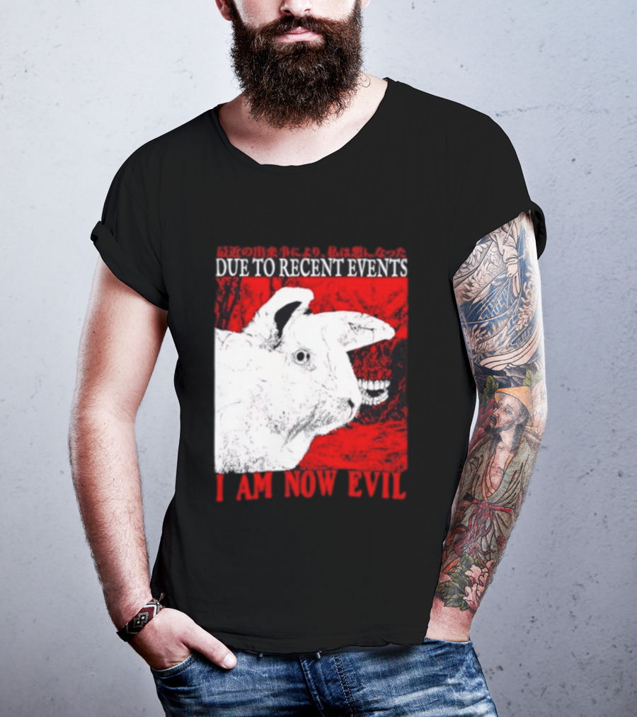 Rabbit Due To Recent Events I Am Now Evil Creepy Red T-Shirt