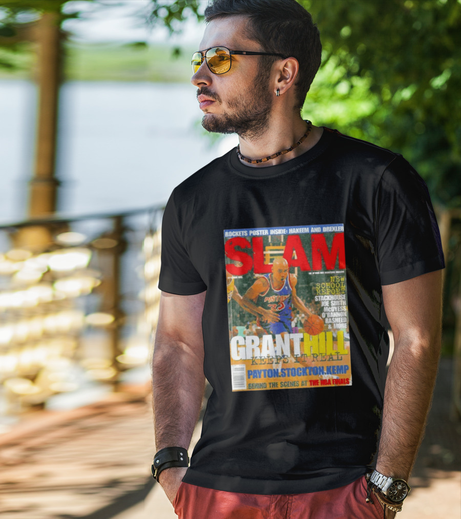 SLAM Granthill Keeps It Real Payton Stockton Kemp Pistons Basketball NBA Finals Hakeem Drexler T-Shirt