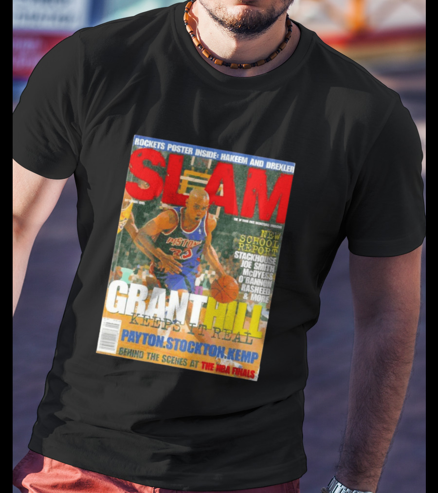 SLAM Granthill Keeps It Real Payton Stockton Kemp Pistons Basketball NBA Finals Hakeem Drexler T-Shirt