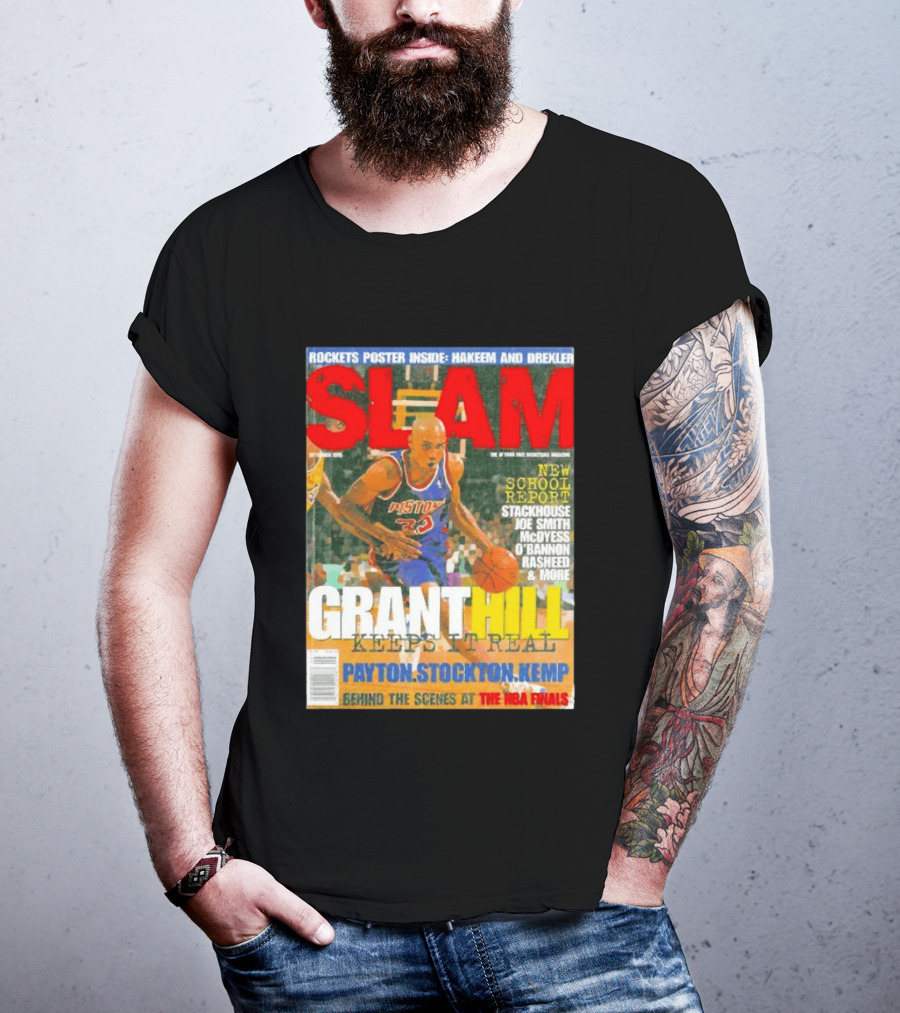 SLAM Granthill Keeps It Real Payton Stockton Kemp Pistons Basketball NBA Finals Hakeem Drexler T-Shirt