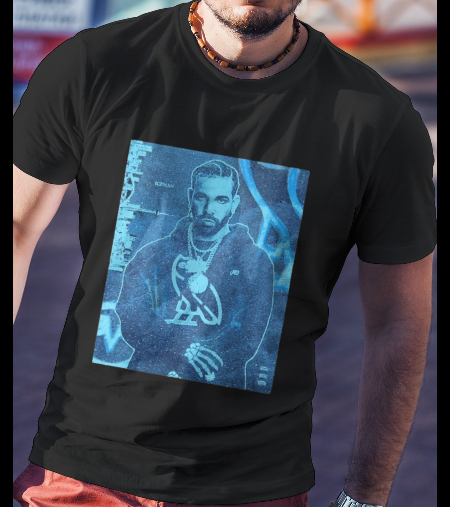 ICEMAN Owl Graphic Drake Blue Portrait With City Skyline T-Shirt