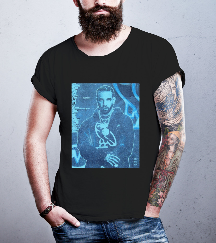 ICEMAN Owl Graphic Drake Blue Portrait With City Skyline T-Shirt
