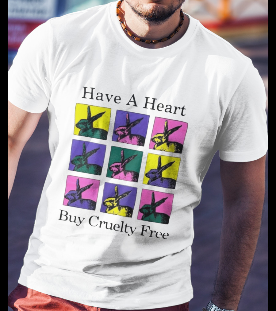 Have A Heart Buy Cruelty Free Rabbits Pop Art Style Iconic Colorful Blocks T-Shirt