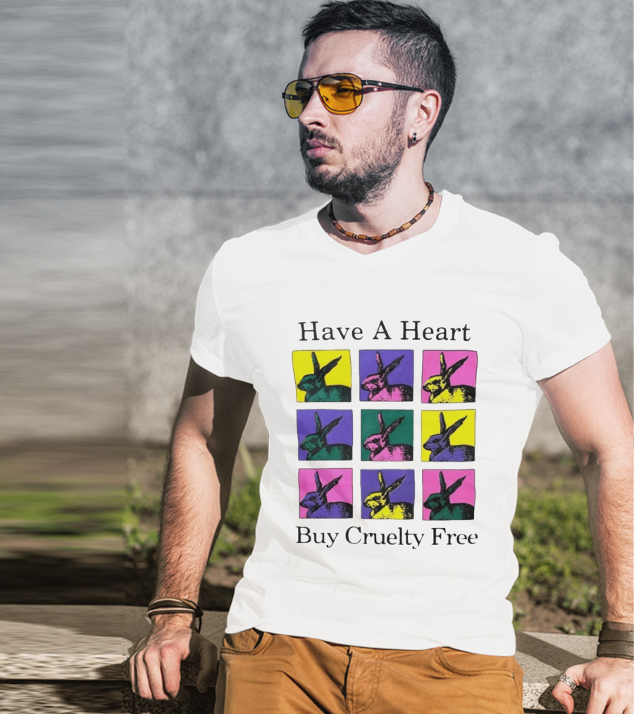 Have A Heart Buy Cruelty Free Rabbits Pop Art Style Iconic Colorful Blocks T-Shirt