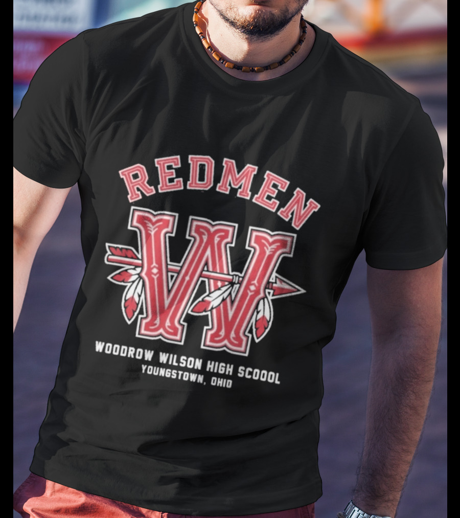 Redmen Woodrow Wilson High School Youngstown Ohio W Arrow Feathers T-Shirt