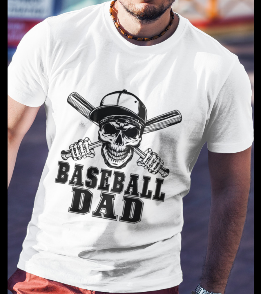 Baseball Dad Skull With Cap And Bats T-Shirt
