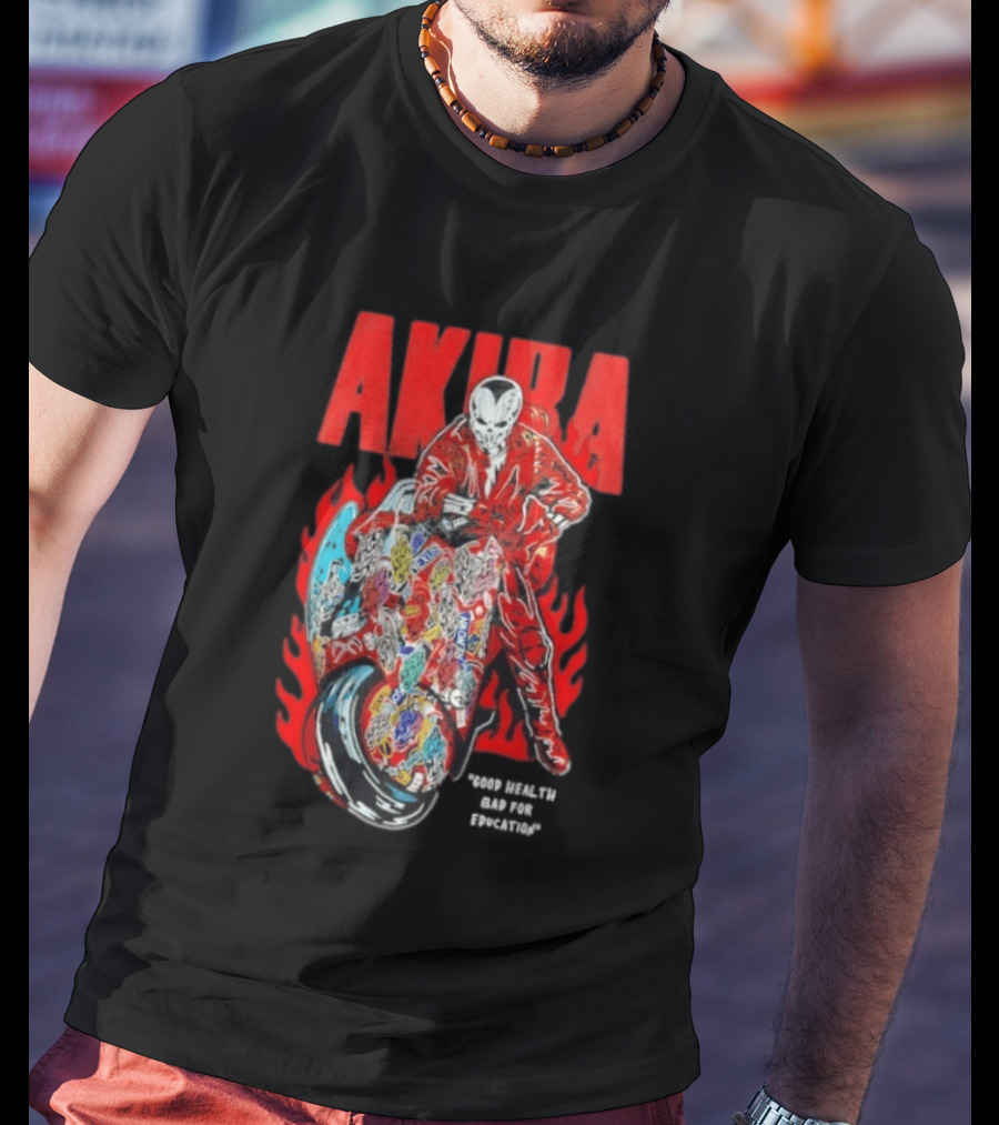 Akira Good For Health Bad For Education Iconic Motorcycle T-Shirt