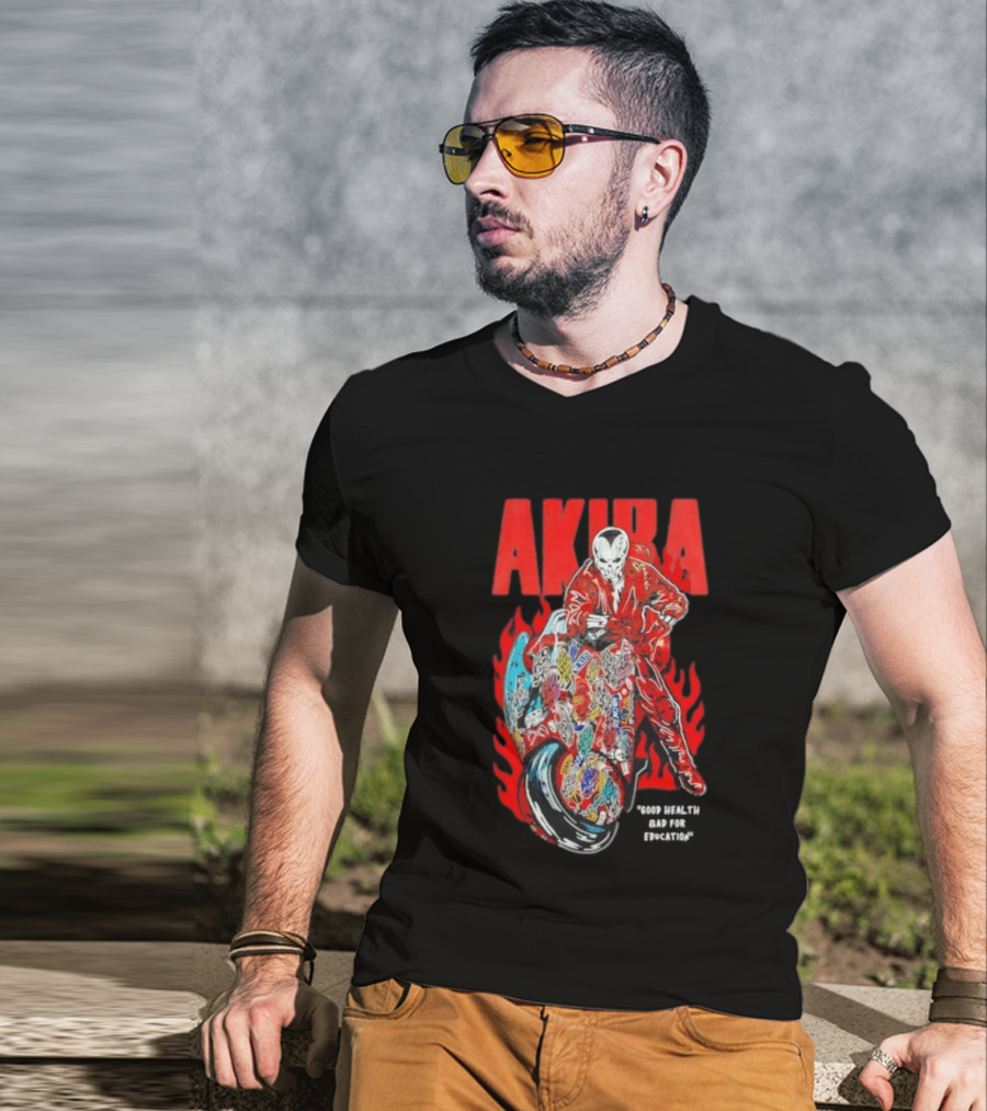 Akira Good For Health Bad For Education Iconic Motorcycle T-Shirt