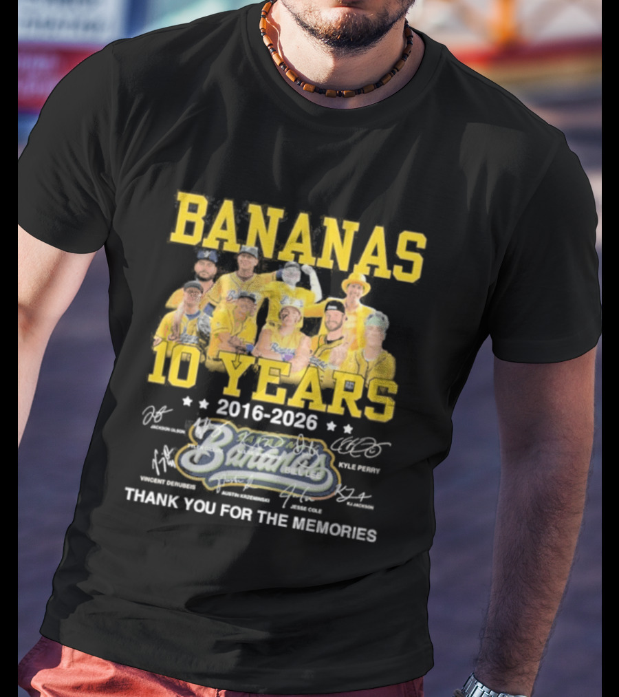 Bananas Baseball 10 Years 2016 2026 Thank You For The Memories T-Shirt