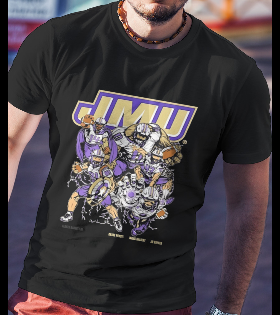 JMU Marvel Super Hero James Madison Dukes Football Team T-Shirt