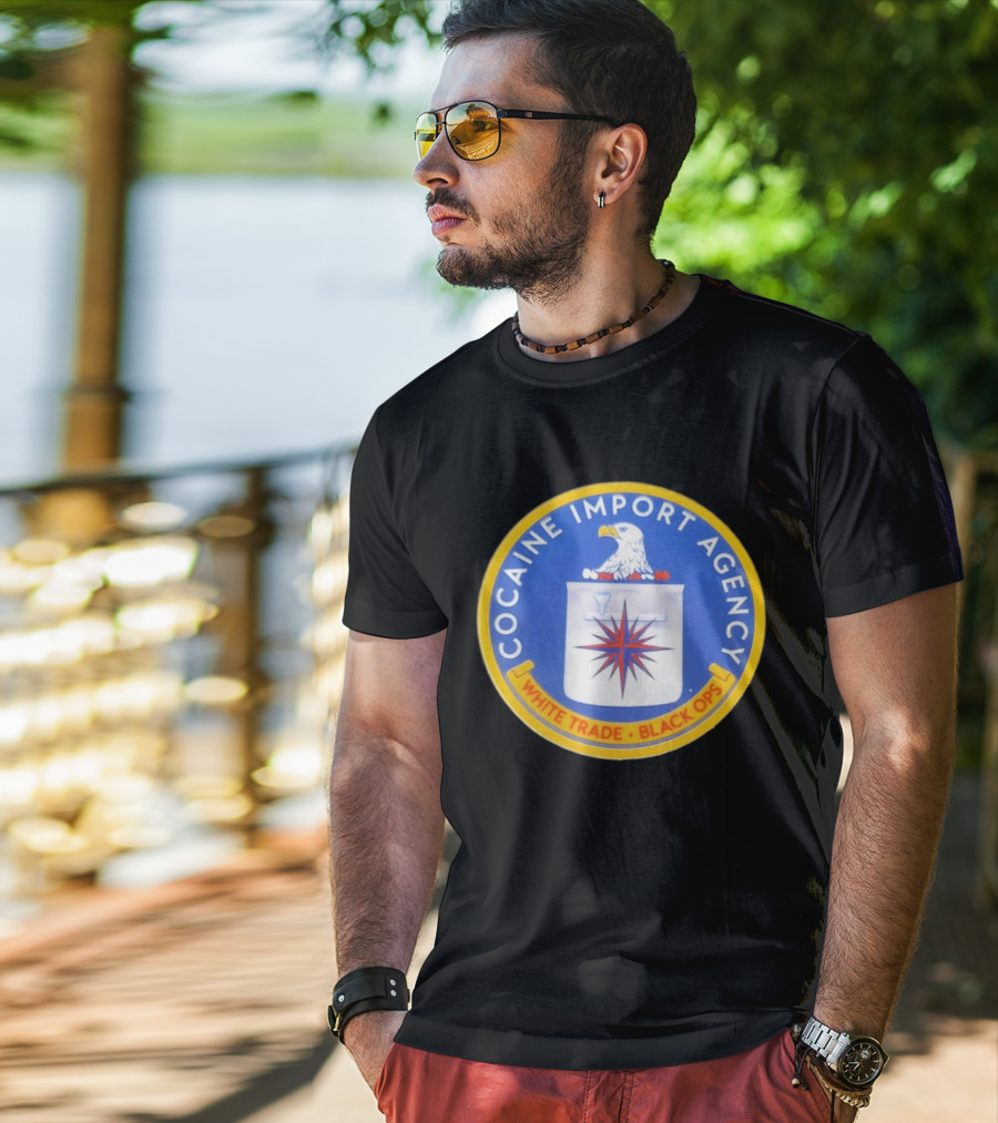 Cocaine Import Agency Eagle Emblem White Trade Black Ops T-Shirt
