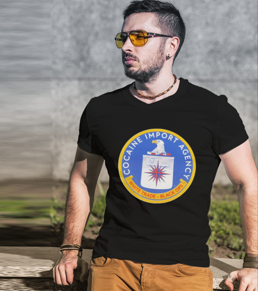 Cocaine Import Agency Eagle Emblem White Trade Black Ops T-Shirt
