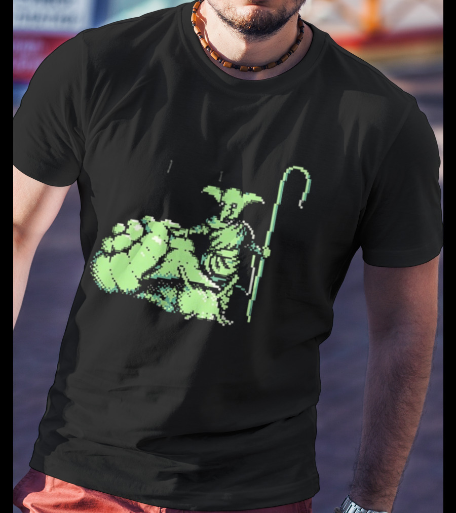 Goblin Shepherd With Staff Pixel T-Shirt