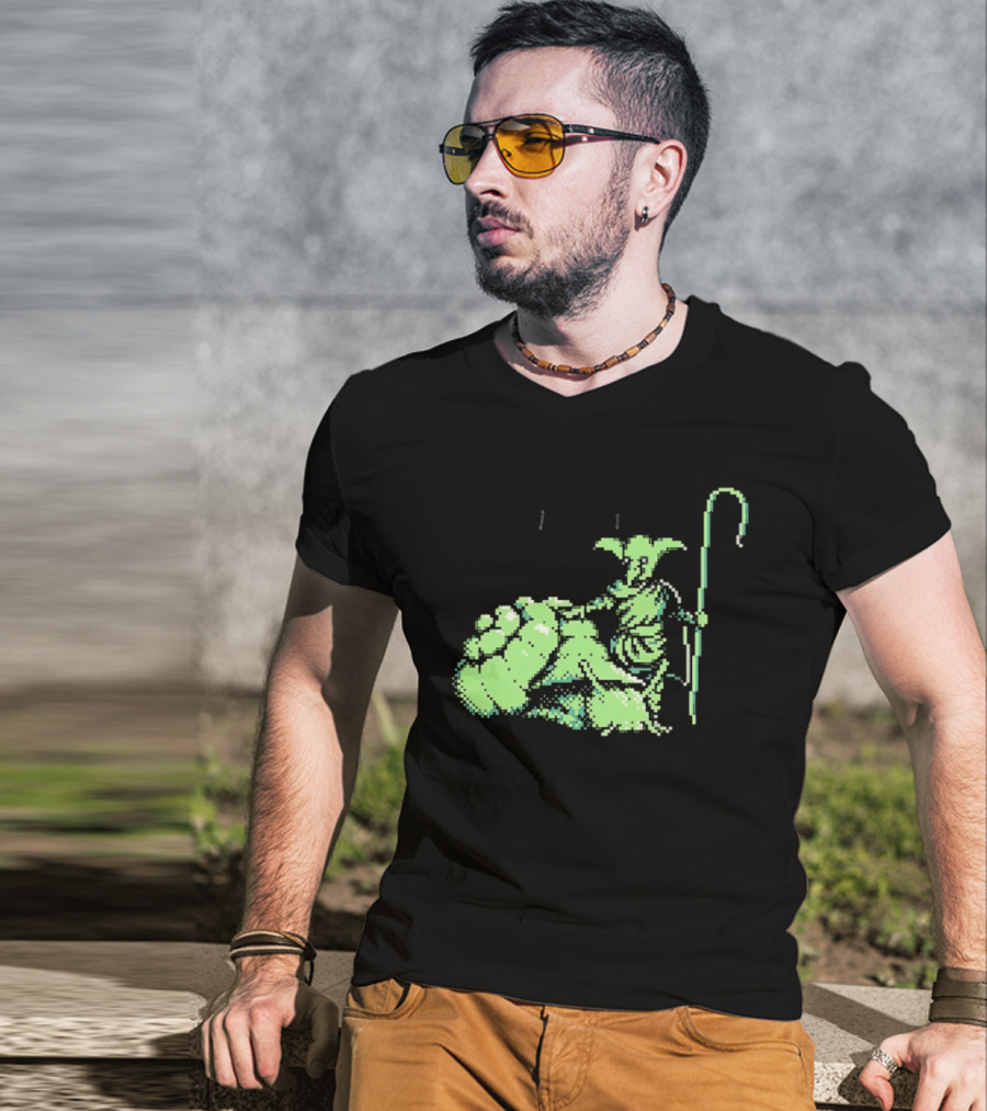 Goblin Shepherd With Staff Pixel T-Shirt