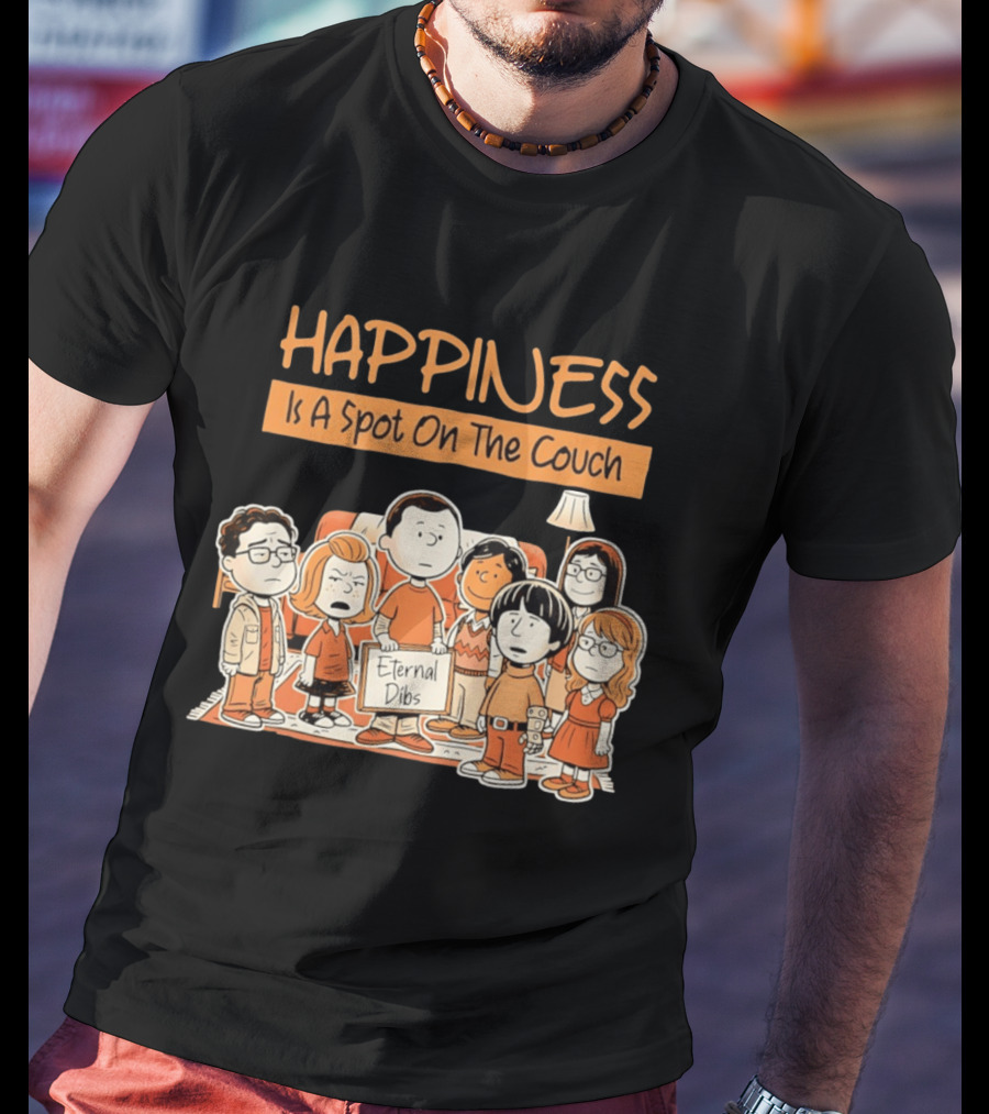 Happiness Is A Spot On The Couch Eternal Dibs Peanuts Style Scene T-Shirt
