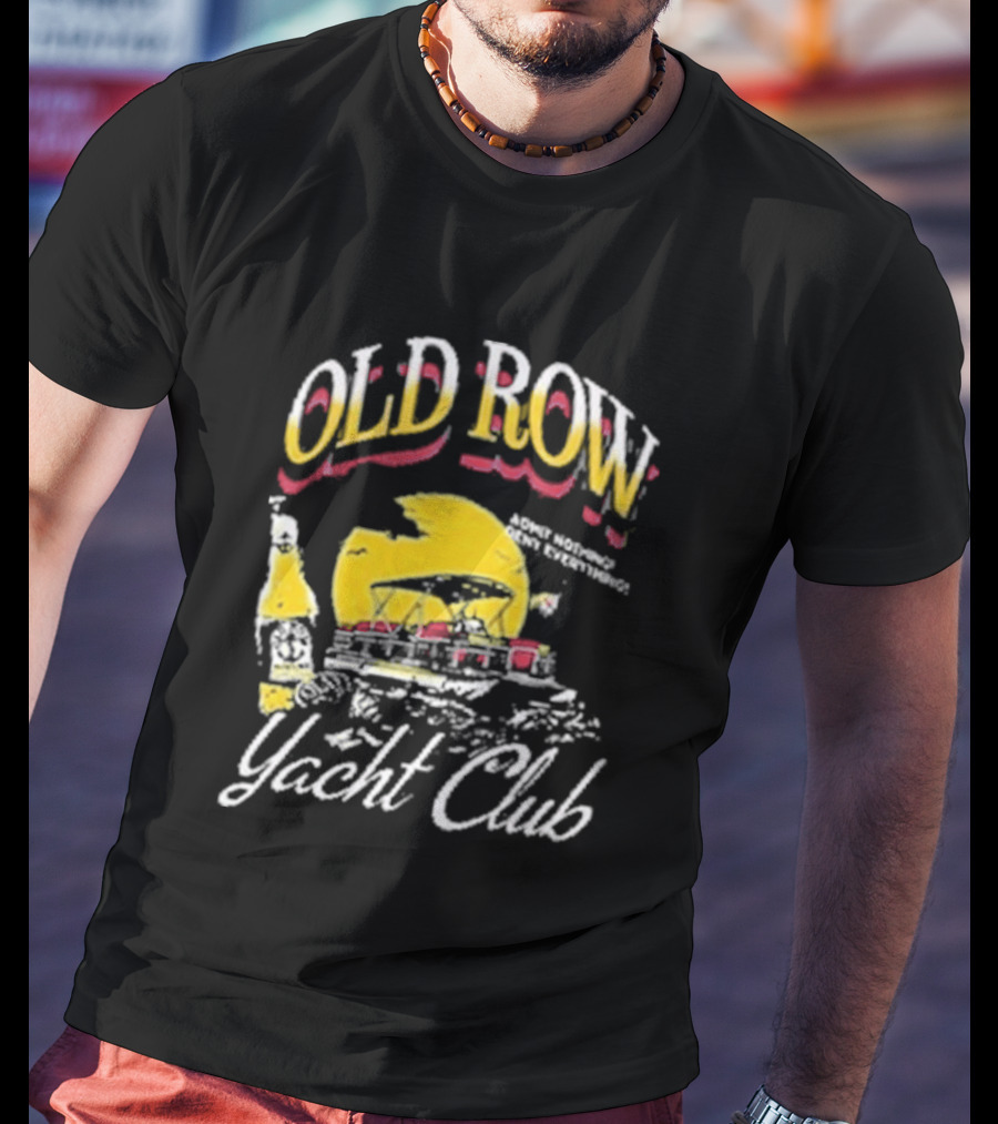 Old Row Yacht Club Retro Nautical Theme With Sailboat And Sunset T-Shirt
