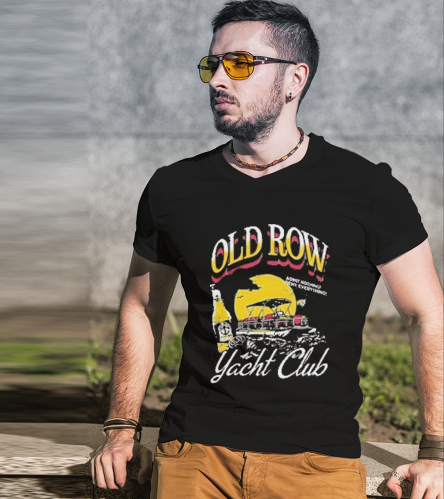 Old Row Yacht Club Retro Nautical Theme With Sailboat And Sunset T-Shirt