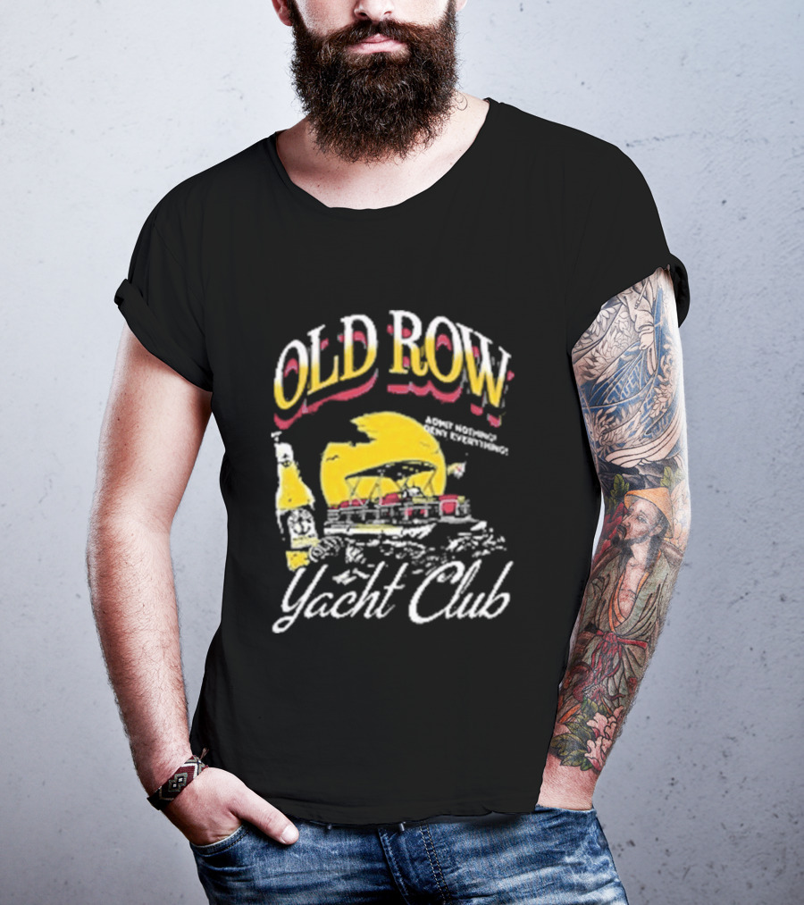 Old Row Yacht Club Retro Nautical Theme With Sailboat And Sunset T-Shirt