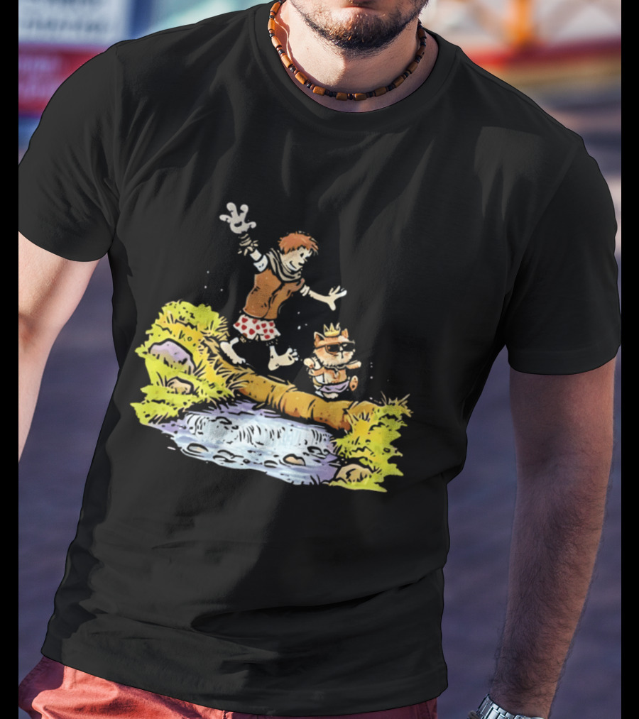 Princess Donut Calvin And Hobbes Comic Adventure Carl Crossing Log T-Shirt