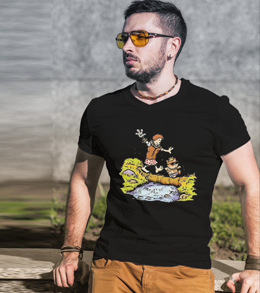 Princess Donut Calvin And Hobbes Comic Adventure Carl Crossing Log T-Shirt