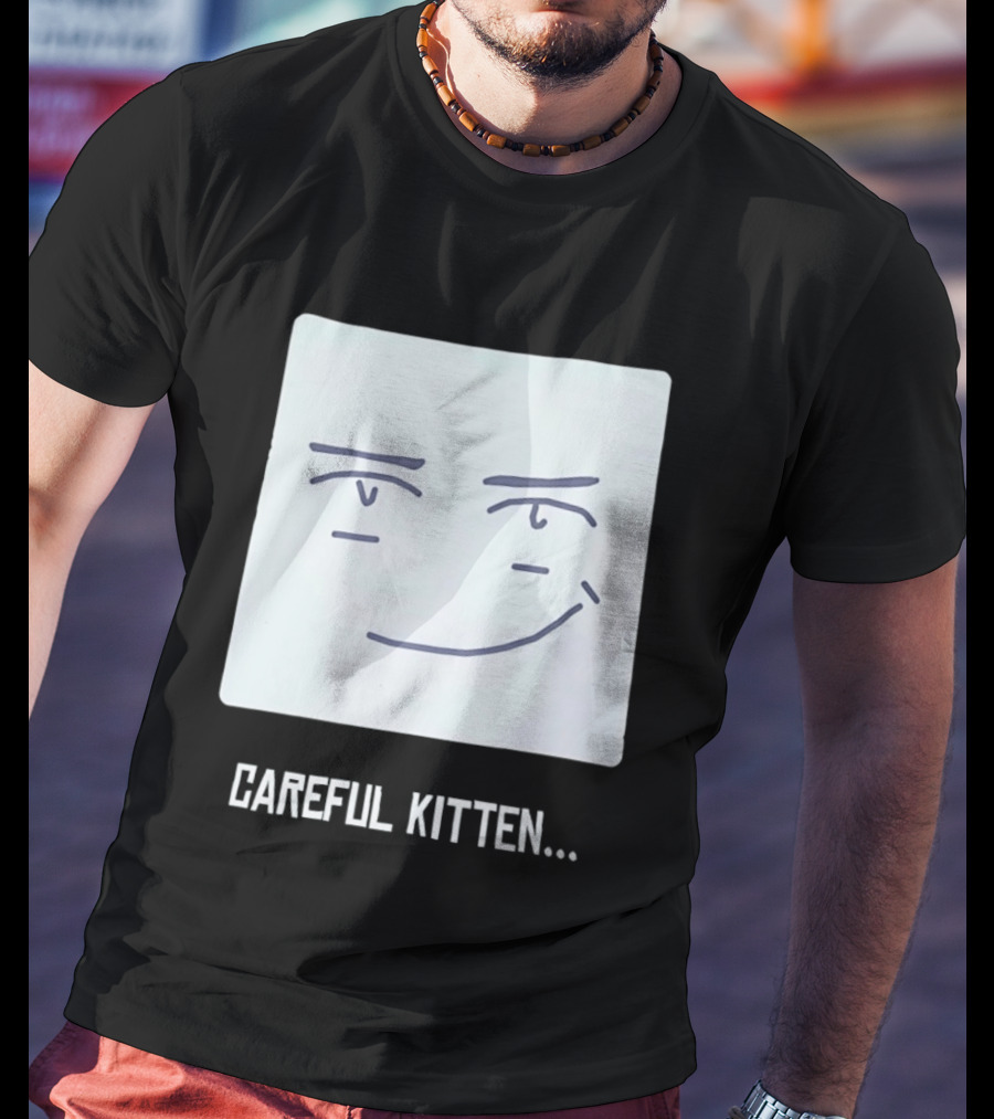 Roblox Man Face Careful Kitten Meme T-Shirt