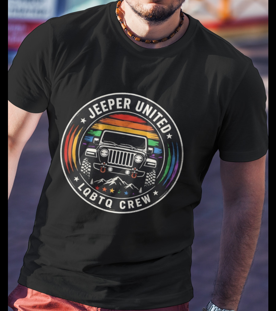 Jeeper United LGBTQ Crew Rainbow Jeep Mountains T-Shirt