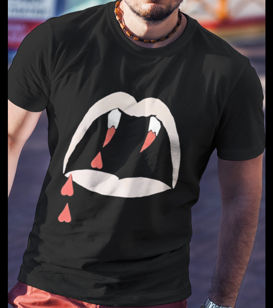Saint Laurent AW14 Bloodluster Vampire Teeth And Blood Drops T-Shirt