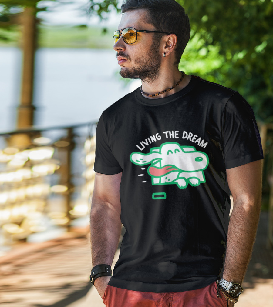 Living The Dream Dog Joyfully Enjoying Car Ride With Head Out The Window T-Shirt