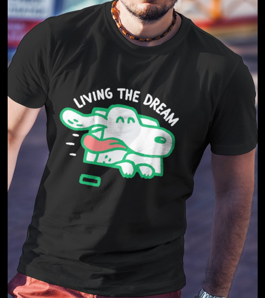 Living The Dream Dog Joyfully Enjoying Car Ride With Head Out The Window T-Shirt