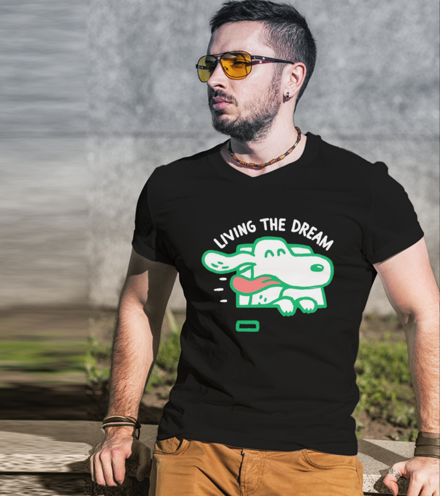 Living The Dream Dog Joyfully Enjoying Car Ride With Head Out The Window T-Shirt