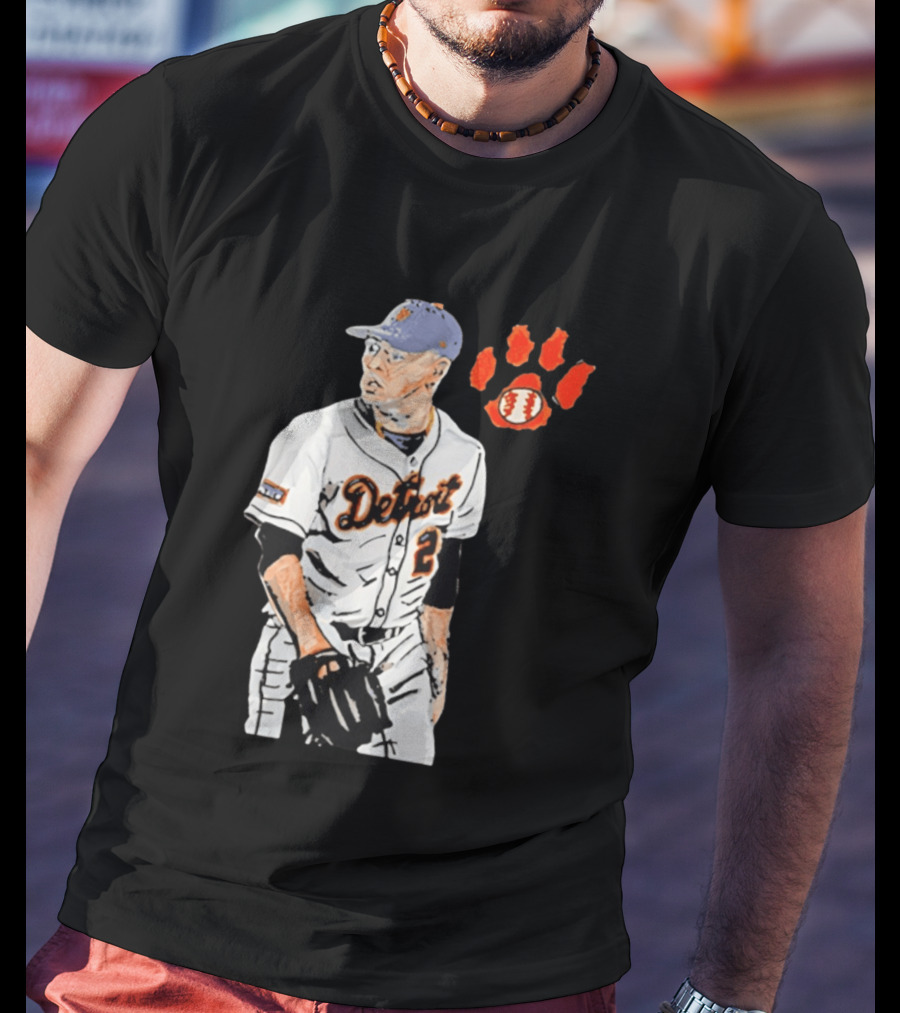 Detroit Tigers Tarik Skubal Baseball Cartoon Character With Paw Print And Baseball T-Shirt