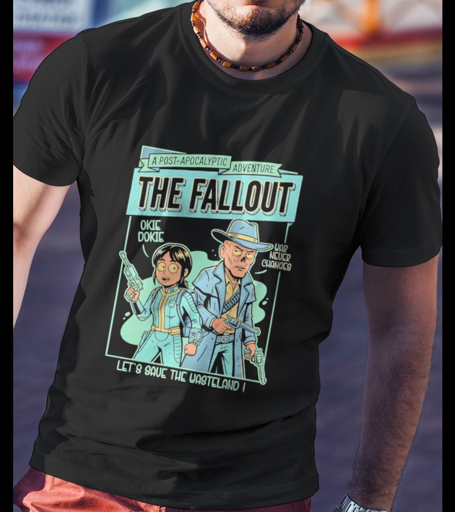 Lucy And Ghoul Post Apocalyptic Adventure Okie Dokie Let's Save The Wasteland Duo Fallout T-Shirt