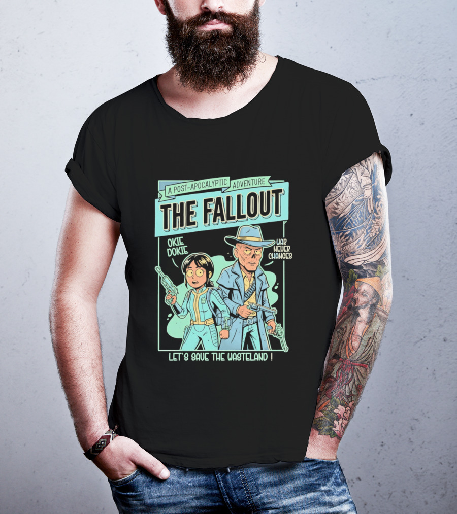 Lucy And Ghoul Post Apocalyptic Adventure Okie Dokie Let's Save The Wasteland Duo Fallout T-Shirt