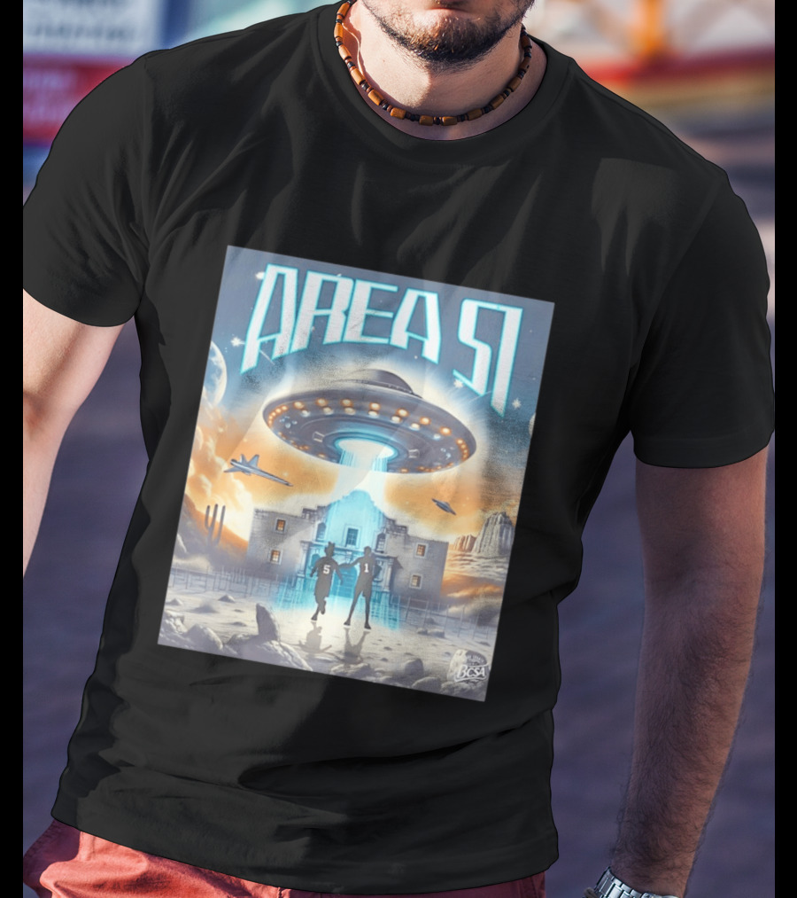 Area 51 UFO Abduction Scene With BCSA Aliens T-Shirt