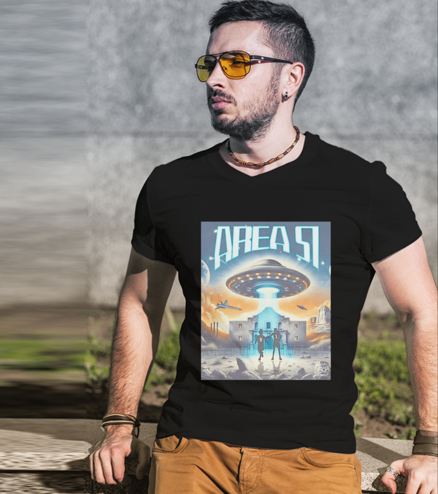 Area 51 UFO Abduction Scene With BCSA Aliens T-Shirt