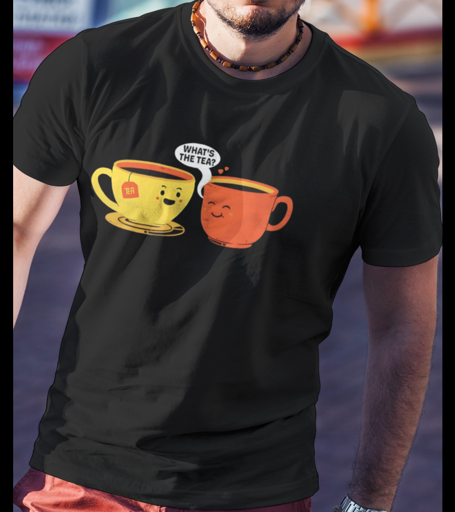 What's The Tea Gossiping Teacups Cute Conversation T-Shirt