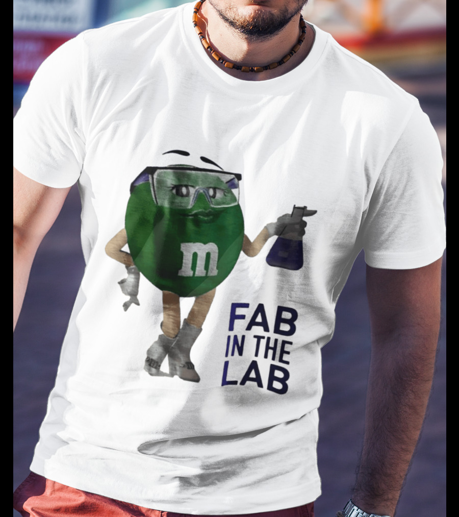 Green M&M Fab In The Lab Safety Goggles Flask T-Shirt