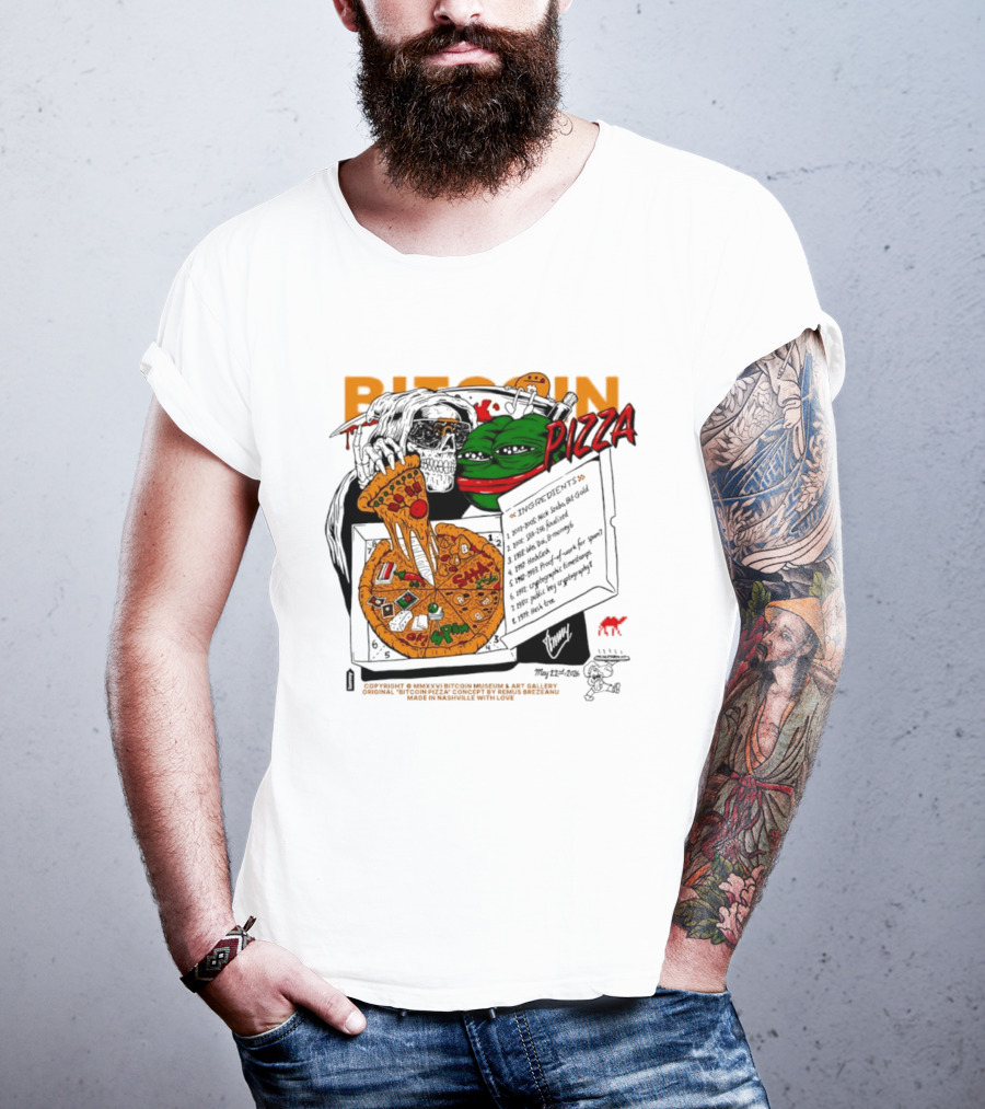 Kermit The Frog Pepe Pizza Ingredients Bitcoin Meme T-Shirt