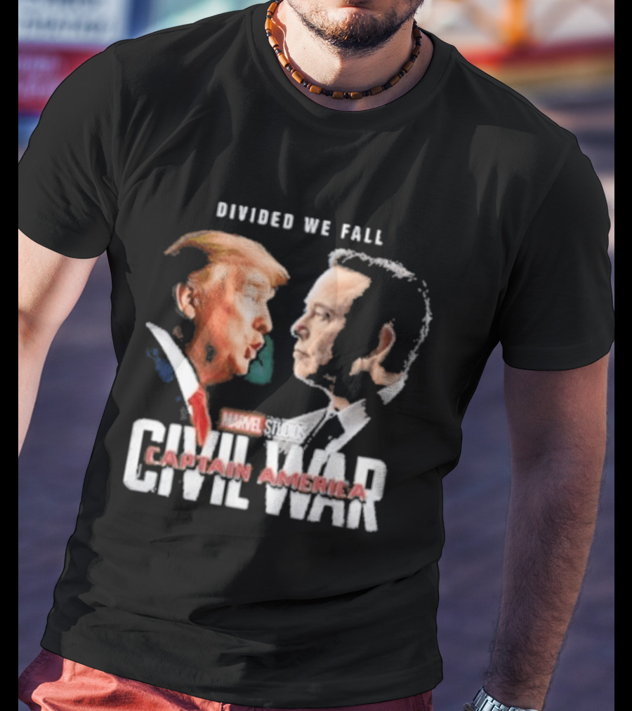 Marvel Studios Civil War Divided We Fall Captain America Trump Vs Elon T-Shirt