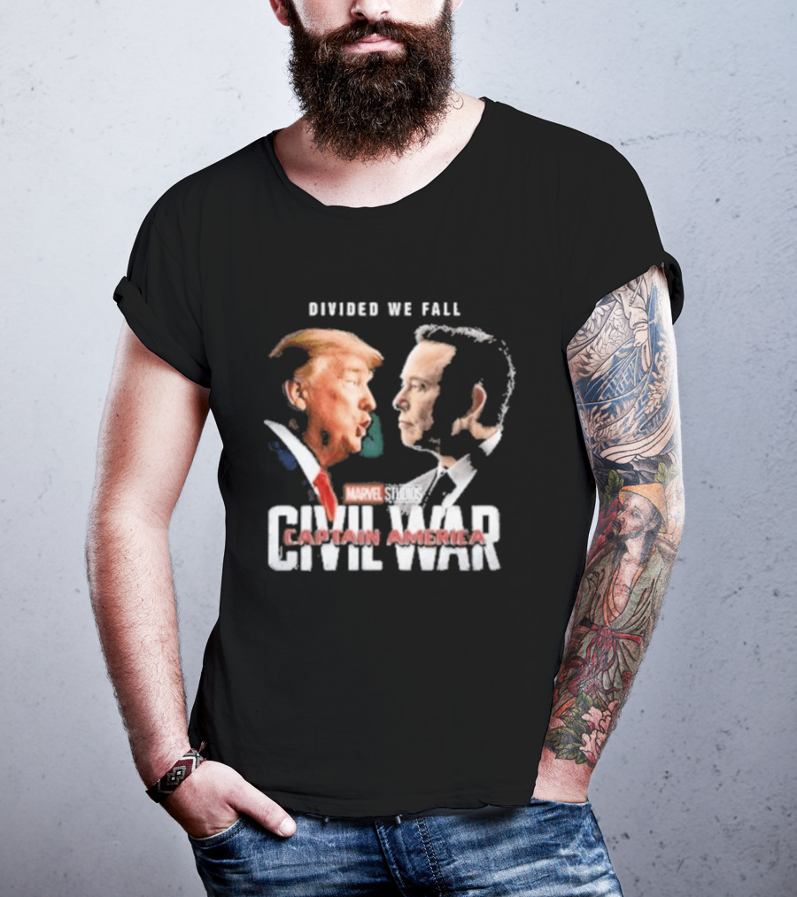 Marvel Studios Civil War Divided We Fall Captain America Trump Vs Elon T-Shirt