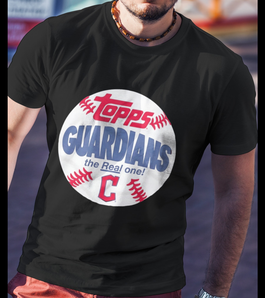 Cleveland Guardians Topps The Real One Baseball Shape T-Shirt