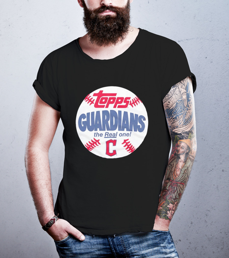 Cleveland Guardians Topps The Real One Baseball Shape T-Shirt