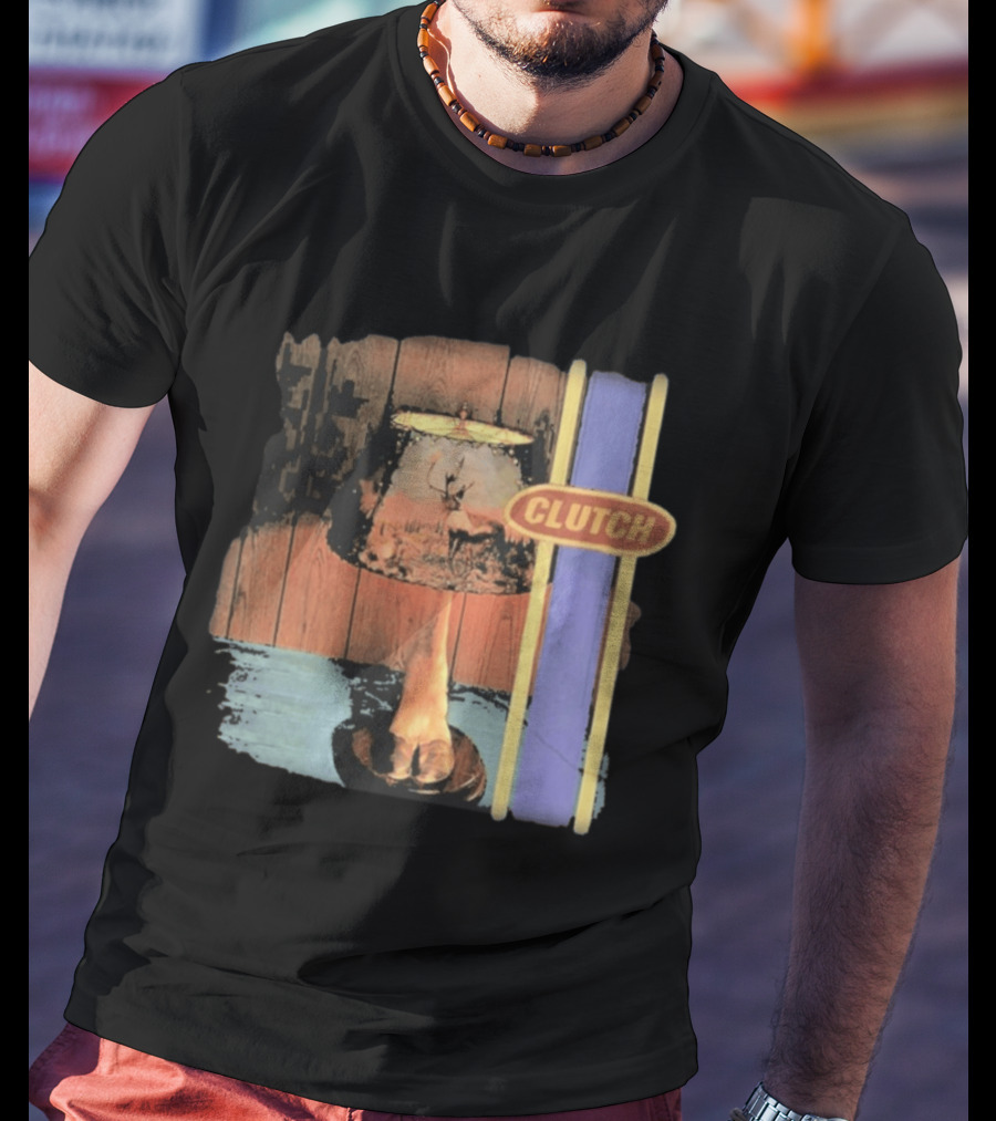 Clutch Transnational Speedway League Lamp Imagery With Deer And Wood Paneling T-Shirt