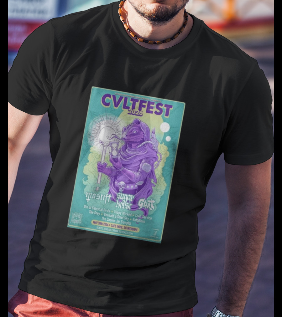 CVLTFEST 2026 Café INDIEpendent Scunthorpe May 30 Tour Featuring Mastiff Snow Gurt T-Shirt